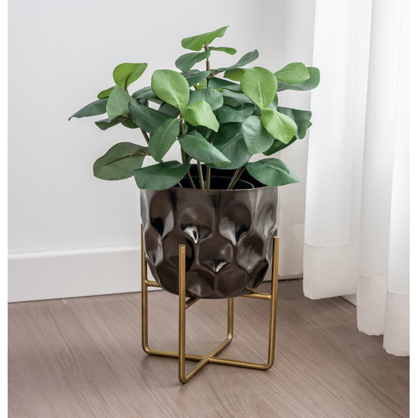 Mercer41 Lianette Indoor Metal Pot Planter W Stand Wayfair